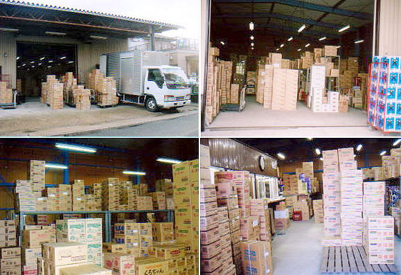 会社外観と倉庫内部
